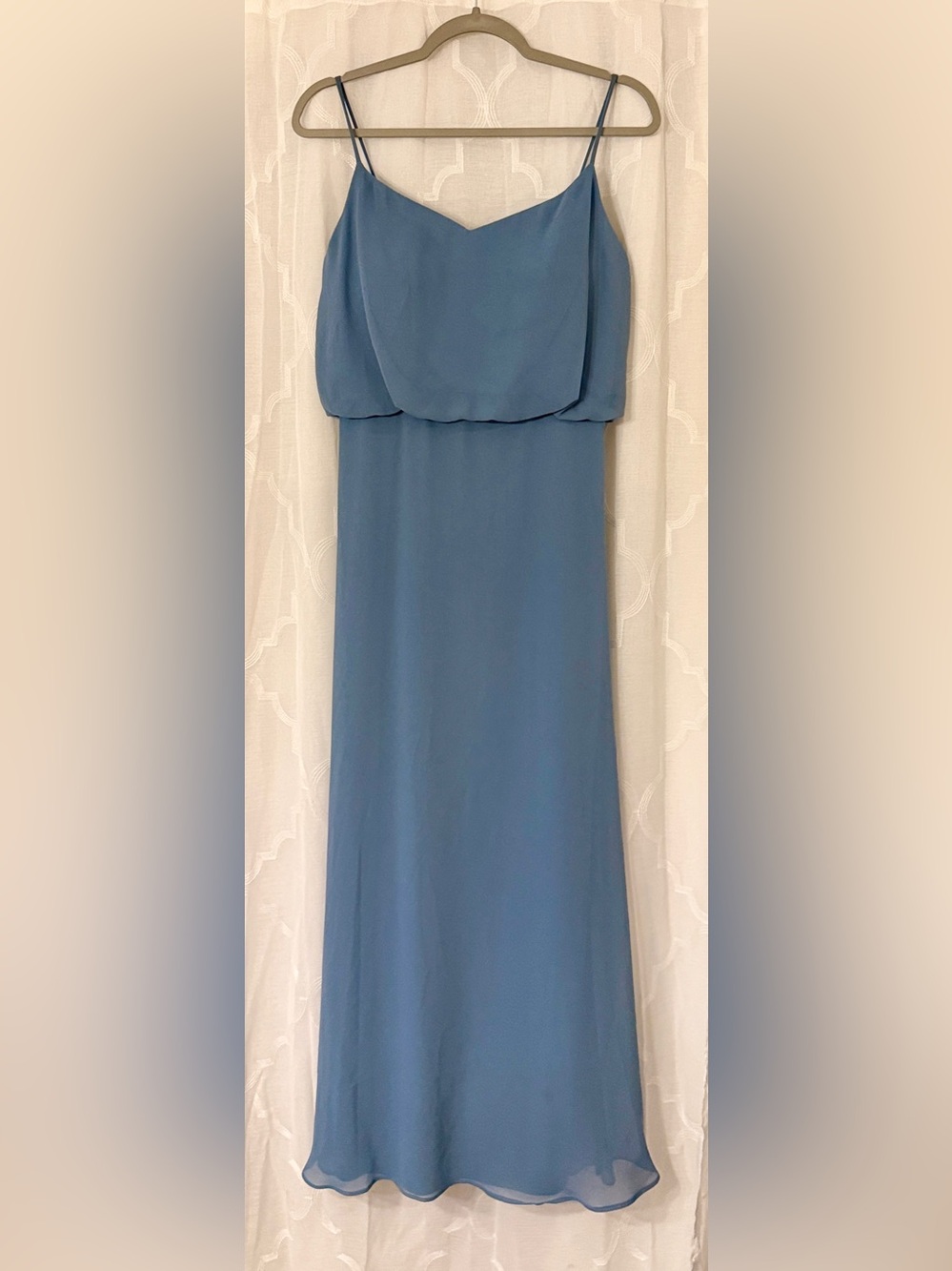 Bill Levkoff Size 10 Dusty Blue Chiffon Bridesmaid Maxi Dress
